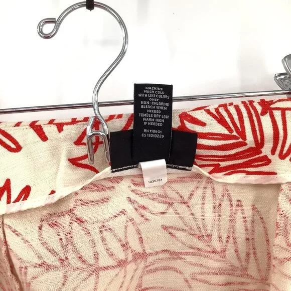 Lane Bryant Skirt Women's 16 Cream Red Tropical Linen Blend Pleated - Picture 5 of 5